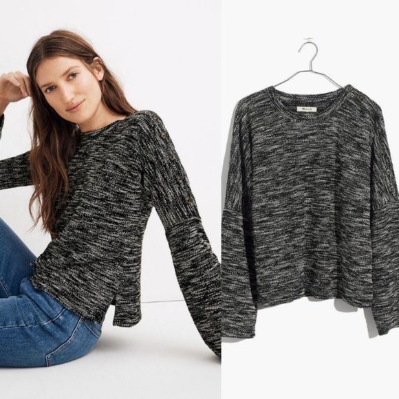 Madewell Button-Shoulder Wide Sleeve Top - Picture 2 of 4